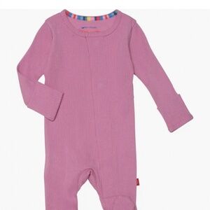 Magnetic Me Mauve Ribbed Cotton Footie, 0-3 months